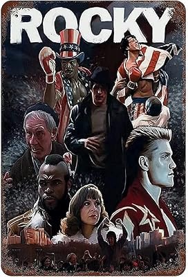 12\" x 8\" affiche de film vintage en métal 1979 rocky balboa contre
