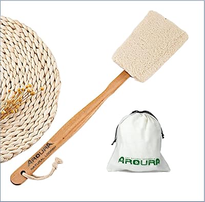 Aurora premium épurateur de dos naturel loofah avec long manche en bois