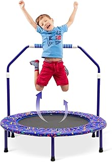 Trampoline pour bébés et tout-petits, mini trampoline avec poignée réglable et housse rembourrée