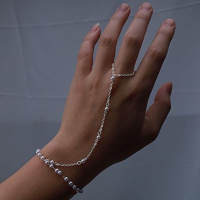 Yiendoo bracelet chaîne satellite en perles dorées, chaîne de doigt en perles, station