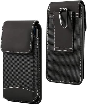 Dfv mobile - housse de ceinture design vertical en cuir et nylon