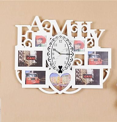 Horloge murale, cadre photo d'horloge murale multi-ouvertures, affichage de photos de famille, noir