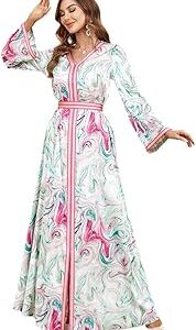 Robe islamique à la mode imprimée ramadan pour femmes, jalabiya arabe islamique, vêtements marocains pour l'aïd en turquie (couleur : rose, taille : m). Le e-commerce qui respecte votre pouvoir d'achat : Diaytar