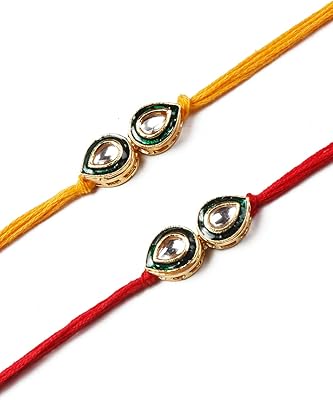 Ensemble kundan rakhi shosha 2 pièces fait à la main pour frère kundan