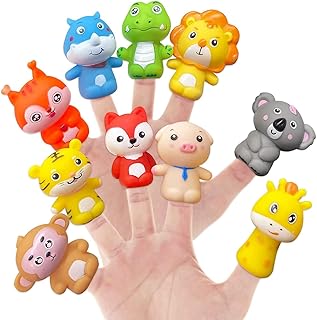 10 pièces de marionnettes à doigts d'animaux en caoutchouc pour les tout-petits, jouets