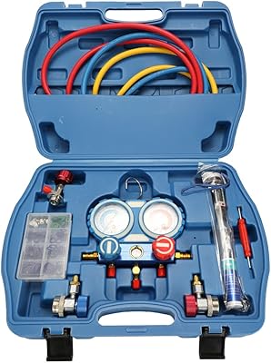 Irovami voiture climatisation réfrigérant fréon double vanne manomètre avec bagues d'étanchéité kit d'outils