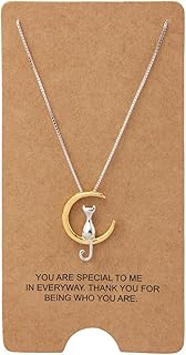 Bijoux collier pendentif chat sur lune en argent sterling s925 18\"