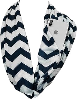 Écharpe infinie à motif chevron imprimé pop fashion pour femmes avec poche
