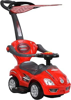 Jouet de voiture à roulettes chromé 3 en 1 avec pare-soleil amovible, grand