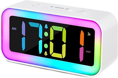 Réveil fort pour chambre à coucher avec veilleuse rvb dynamique colorée