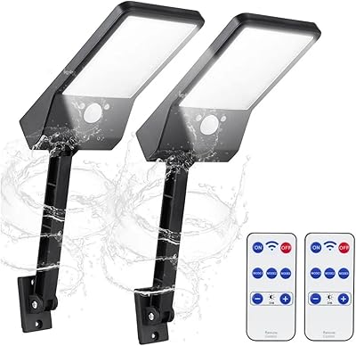 Applique murale d'extérieur solaire tech vida, étanche ip65 avec télécommande, 3 modes d'éclairage, lumière de sécurité led 800 lumens (noir). Diaytar : Quand qualité rime avec économie