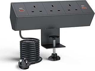 Prise de courant de bureau usb c hayawoods avec 3 prises britanniques 2