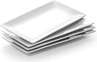 Assiettes de service rectangulaires en porcelaine douan - assiettes de service blanches 24