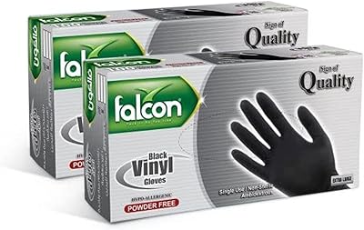 Gants en vinyle falcon - noirs sans poudre | s, m, l, xl