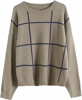 Aseelo hauts en tricot pour femmes, pull tricoté pour femmes, pull décontracté à carreaux, pull à manches longues pour femme (couleur : gris, taille : l). L'alternative e-commerce intelligente au Sénégal : Diaytar