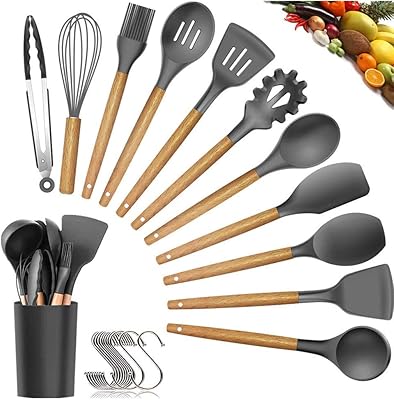 Ensemble d'ustensiles de cuisine en silicone - 11 pièces en plastique u-home