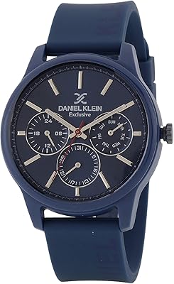 Montre analogique daniel klein à cadran bleu pour homme - dk.1.12868-1, bleu, bracelet