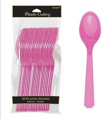 Amscan 4547-103 pack de cuillères de fête en plastique rose - 20 pièces