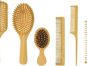 Ensemble de peignes en bambou naturel de beauté, brosse à cheveux de massage en bois avec peigne à dents larges et peigne de toilettage pour femmes, hommes et enfants - peigne de massage du cuir chevelu (6 pièces). Diaytar : Votre source de bonnes affaires en ligne