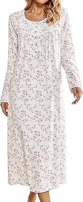 Chemise de nuit en coton doux à manches longues pour femme, chemise