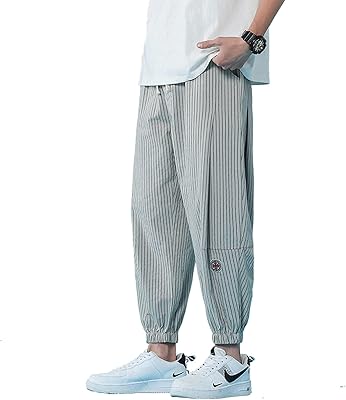 Pantalon rayé en coton et lin velita pour hommes pantalon droit ample de jogging. Découvrez le shopping sans frontières avec Diaytar Sénégal