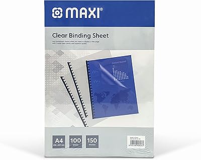 Couverture à reliure transparente maxi a4 150 microns, paquet de 100