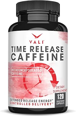 Pilules de caféine vali time release 100 mg libération lente intelligente pour une énergie