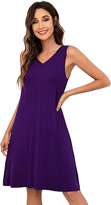 Chemise de nuit sans manches en bambou pour femme, chemise de nuit légère