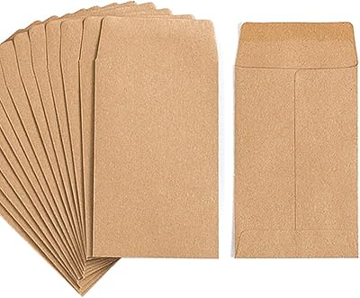 Ensemble de 100 enveloppes kraft auto-adhésives pour petites pièces de monnaie, petites enveloppes