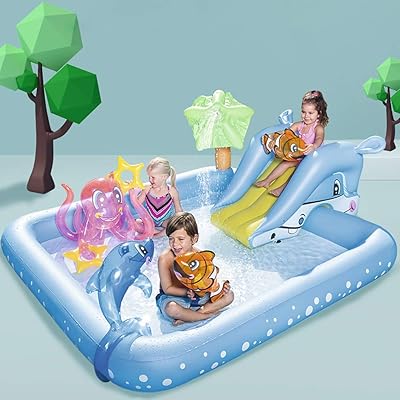 Piscine pour enfants, piscine familiale gonflable, centre de jeux aquatiques gonflable en forme de château de fées, piscine d'été avec toboggan pour enfants (e). Diaytar : Quand qualité rime avec économie