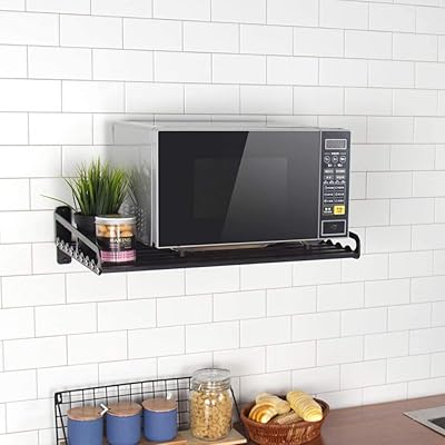 Support pour micro-ondes kikigoods, support de rangement mural noir, support de rangement