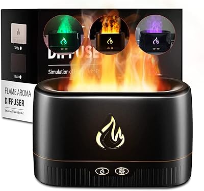 Diffuseur de flamme, humidificateur portable silencieux avec lumières multicolores et protection contre l'arrêt