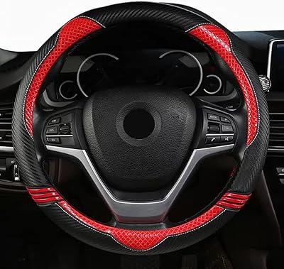 Couverture de volant de voiture en fibre de carbone limos, taille universelle 15