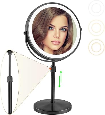 Miroir de maquillage éclairé réglable en hauteur forgati 2000 mah avec 3