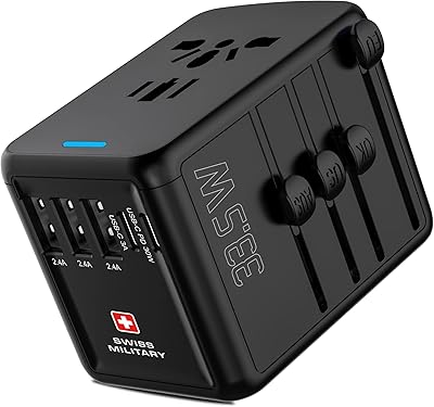 Adaptateur secteur de voyage universel militaire suisse, chargeur mural avec 3 ports usb