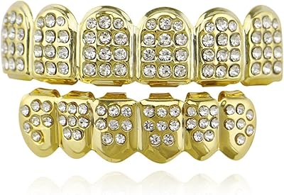 Ensemble de grilles glacées plaquées or 18 carats avec capuchons de dents