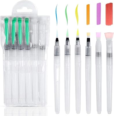 Ensemble de 6 stylos aquarelle embouts assortis. stylos pinceaux et rechargeables pour l'art-peinture
