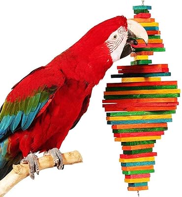 Jouet à mâcher en bois coloré bitsari pour perroquets de taille