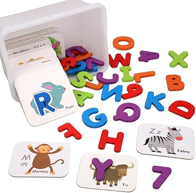 Jeu de cartes flash juckface avec chiffres et alphabet en bois compatible