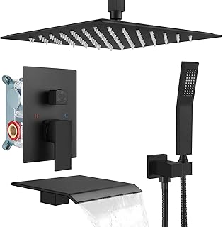 Ensemble de robinet de douche jotonovo 12 pouces noir mat avec bec