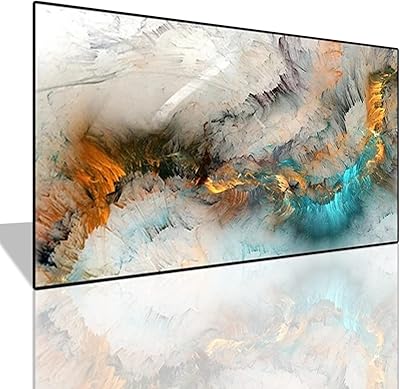 Peinture murale hd abstraite nordique orange et gris sarcelle pour décoration
