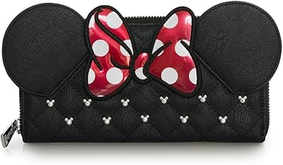 Mini portefeuille à bandoulière zippé loungefly, lf-wdwa0564, noir/rouge