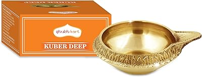 Lampe à huile traditionnelle en laiton gravé shopkart pour pooja kuber deep /