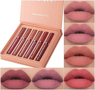 Ensemble de maquillage de rouge à lèvres liquide mat 6 pièces, rouge à