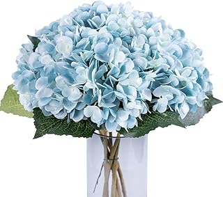 Fleurs d'hortensia artificielles, 5 pièces réalistes à longue tige en soie de 6,6
