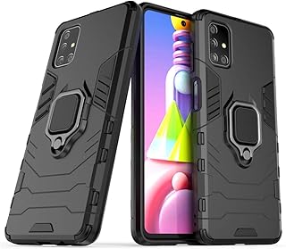 Coque de protection robuste double couche compatible avec samsung galaxy m51, avec anneau