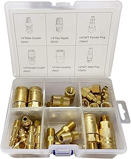 Ensemble de bouchons et connecteurs pour tuyau d'air 1/4", 36 pièces d'accessoires