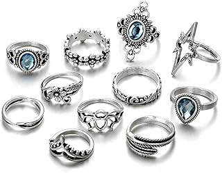 Ensemble de bagues midi en cuivre plaqué argent oxydé de style vintage