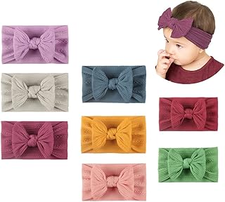Beauty 8 pièces bandeaux pour bébé en nylon avec nœuds pour nouveau-nés, petites