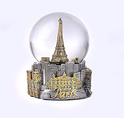 Boule à neige tour eiffel paris france 80 mm avec ton doré
